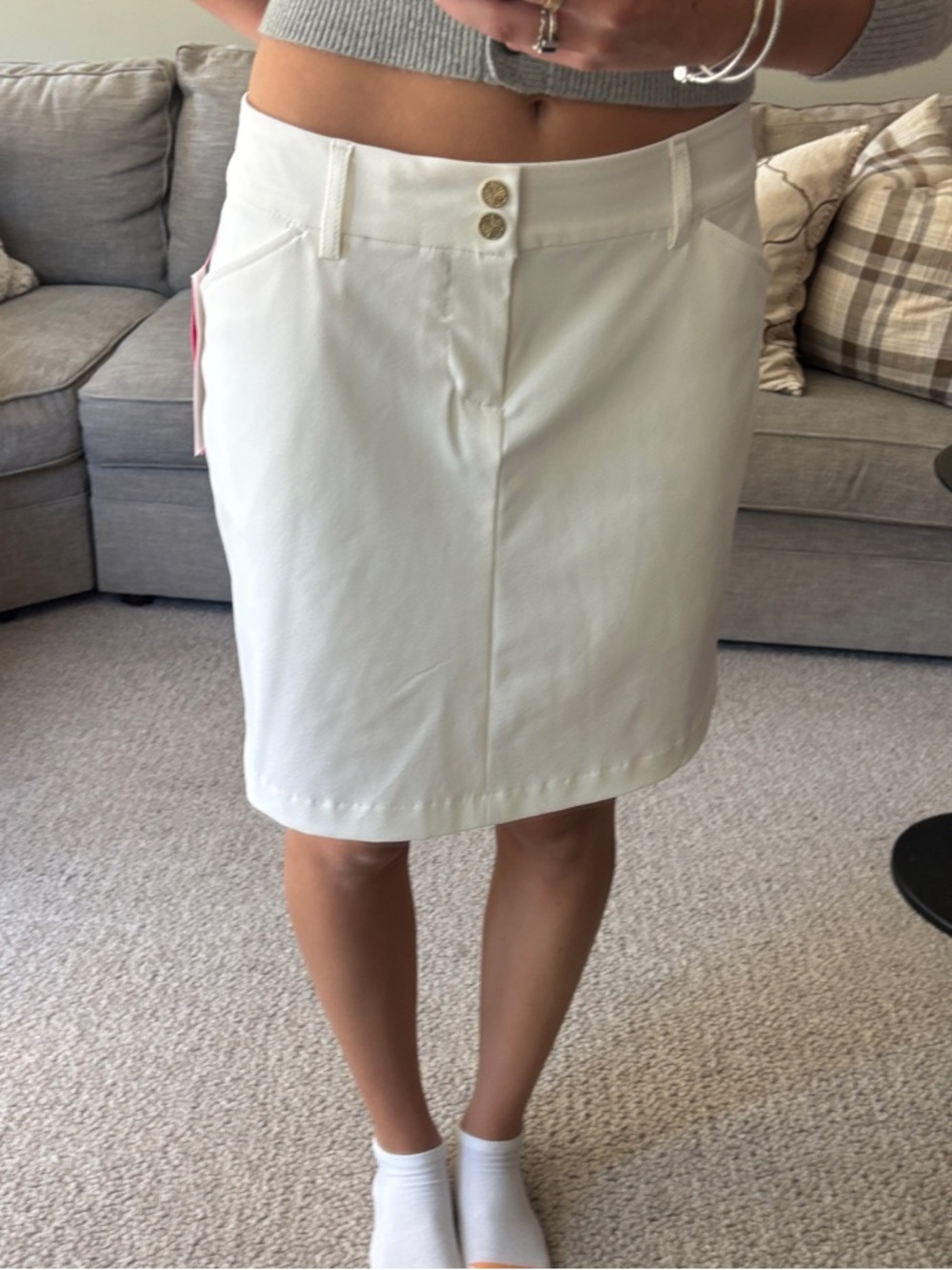 Lilly Pulitzer White Knee-Length Pencil Skort or athletic skirt